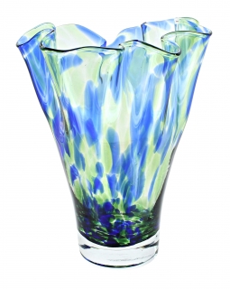 Cobalt and Green Confetti Ribbon Vase